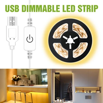 

5M Touch Dimmable Led Strip Light USB Bedroom Decor Wall Lamp 5V Waterproof Flexible Lamp Tape Indoor Lighting Led Lights Strip