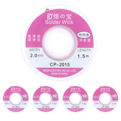 Dissolvant de mèche à souder 1.5m/5ft 1m largeur 2.0mm, tresse à dessouder, ventouse de fil de câble de mèche 2 /5/10 pièces 