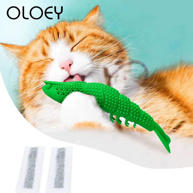 

Cat Catnip Toy Fish Shape Soft Silicone Molar Stick Clean Teeth Grooming Toothbrush Chew Cats Interactive Toys For Pet Products