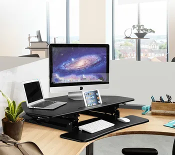 

Loctek M2 Cornored Height Adjustable Sit Stand Desk Riser Foldable Laptop Desk Notebook/Monitor Holder Stand With Keyboard Tray