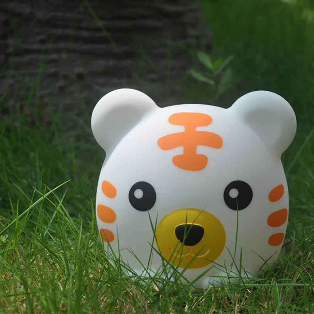 Tiger Светодиодный ночник с сенсорным датчиком для кошки, коровы, кролика, овцы, тигра, цветной мультяшный силиконовый прикроватный светильник для спальни для детей, подарок для ребенка - Испускаемый цвет: Tiger
