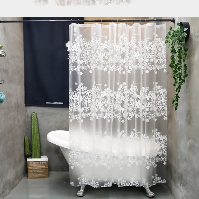 Cortina de ducha transparente impermeable, forro de plástico con ganchos,  decoración de baño, PEVA para el hogar - AliExpress