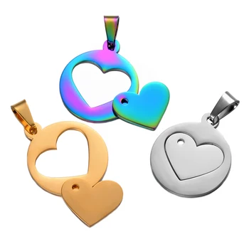 

5 sets Quality Dog Tag Heart 5 Colors Unisex Stainless Steel Stamping Blank ID Dog Tags Pendant Necklace ID Jewelry