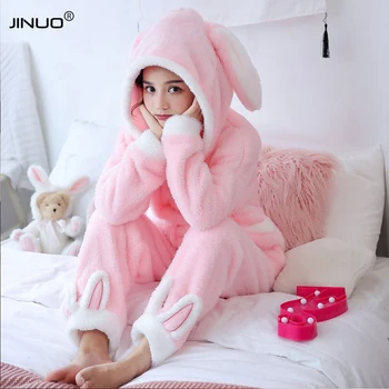 

JINUO Winter Thick Warm Flannel Pajamas Sets For Women Sleepwear Home Clothing Pajama Home Wear Pyjamas Set