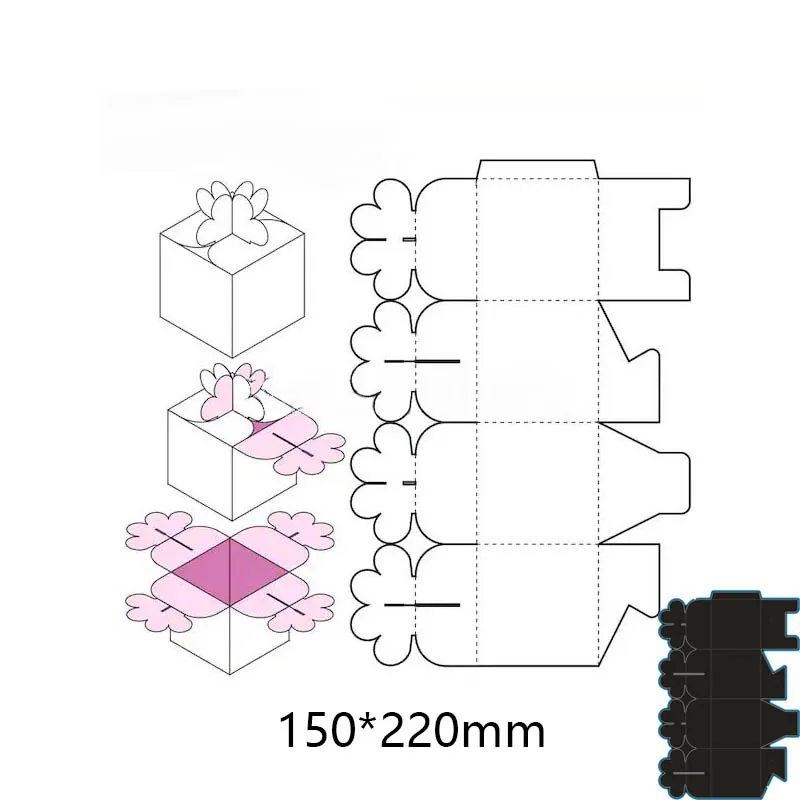 

New Arrival Square gift box Frame Cutting Dies Stencil DIY Scrapbooking Photo Album Embossing Decor Paper Card Craft 150*220mm