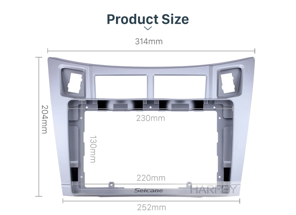 Harfey Серебристая Рамка 9 дюймов Автомобильная Радио пластина для 2005-2011 Toyota Yaris/Vitz/Platz аудио тире отделка панель комплект установка