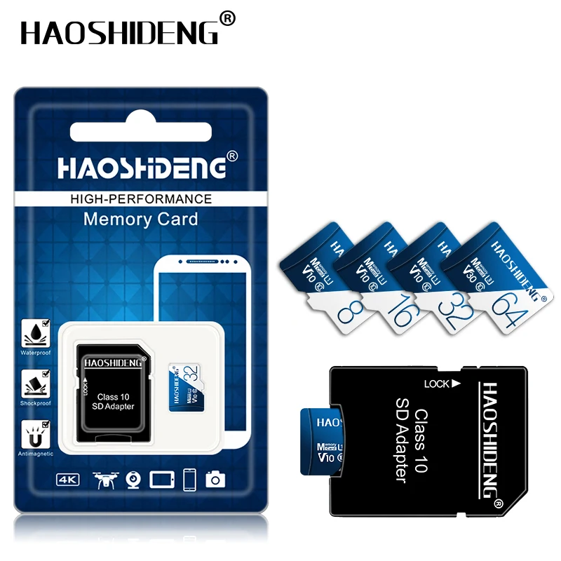 Оригинальная высокоскоростная U1-U3, карта Micro SD, 8 ГБ/16 ГБ/32 ГБ 64 Гб/128 ГБ, TF карта, карта памяти, флеш-накопитель, класс 10, Бесплатный SD адаптер