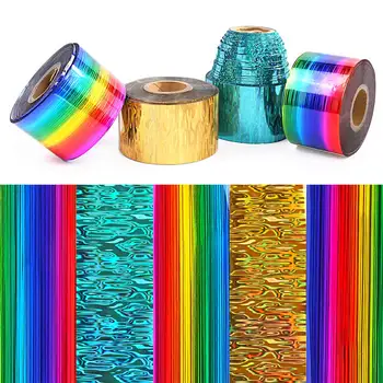 

Holographic Nail Foil Roll Gold Silver Colorful Transfer Nail Stickers 120m*4cm Nail Art Decals Manicure Design