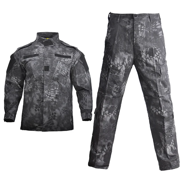 Military Uniform Camouflage Tactical Suit Men Army Special Forces Combat Shirt Coat Pant Set Camouflage Militar Soldier Clothes black python