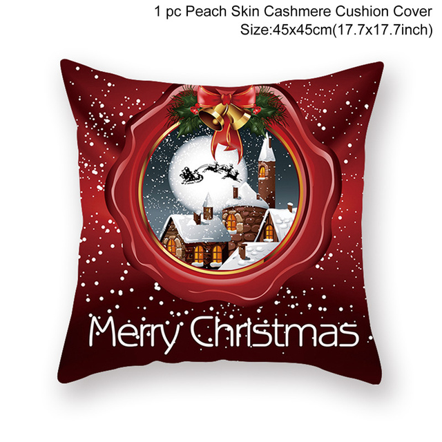 Cushion Cover Merry Christmas Decorations for Home 2021 Christmas Ornament Navidad Noel Xmas Gifts Happy New Year 2022