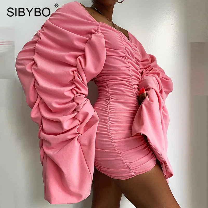 Sibybo/зимнее Плиссированное сексуальное облегающее платье с квадратным