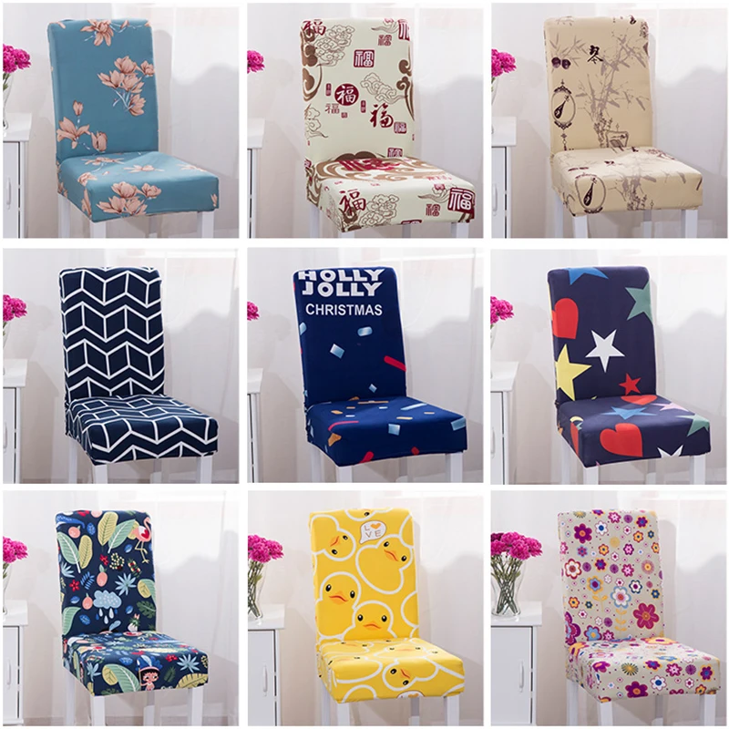 

1PC Nature Life Pattern Chair Protector Modern Silky Seat Case Removable Decorative Elastic Polyester Chair Covers Stretch Cover