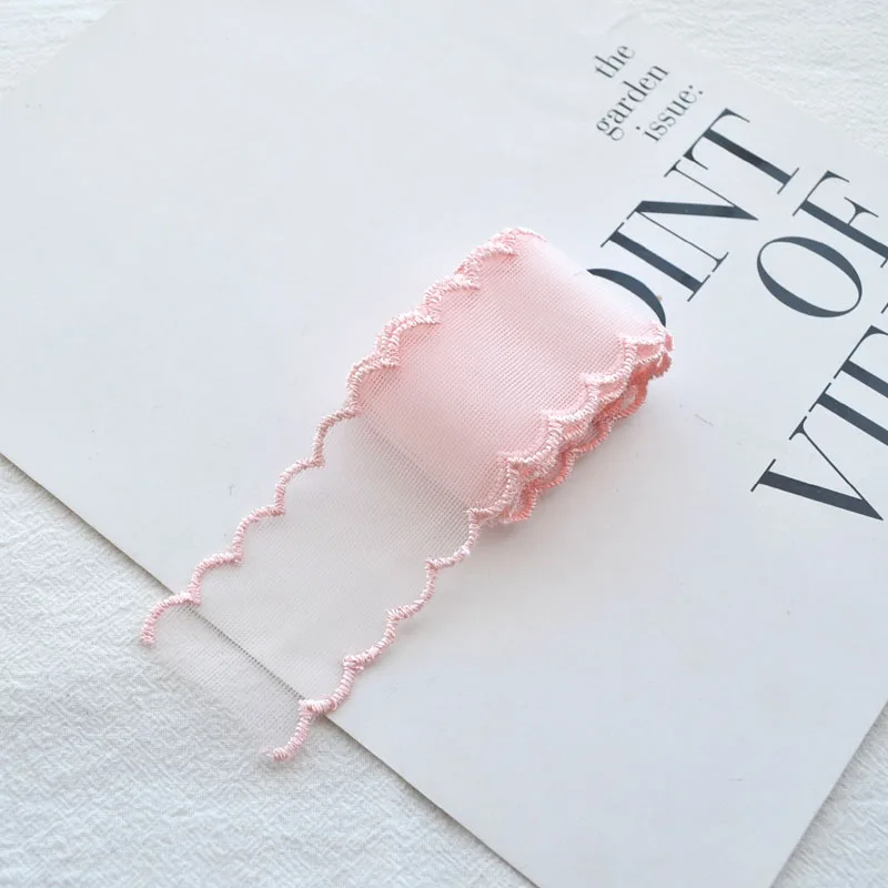 1yard Color Lace 38mm Fine Mesh Wave Ribbon  Decoration Handmade Headdress Hair Accessories DIY Material Bow