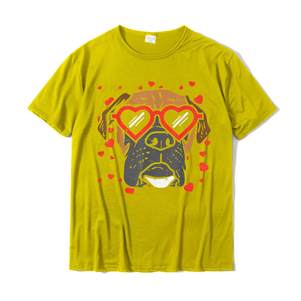 CoolDesign Short Sleeve Tops Shirt Mother Day Plain O-Neck Pure Cotton T Shirt Men T Shirt Family  Free Shipping Heart Glasses Boxer Face Cute Valentines Day Dog Lover Gift T-Shirt__19830 yellow