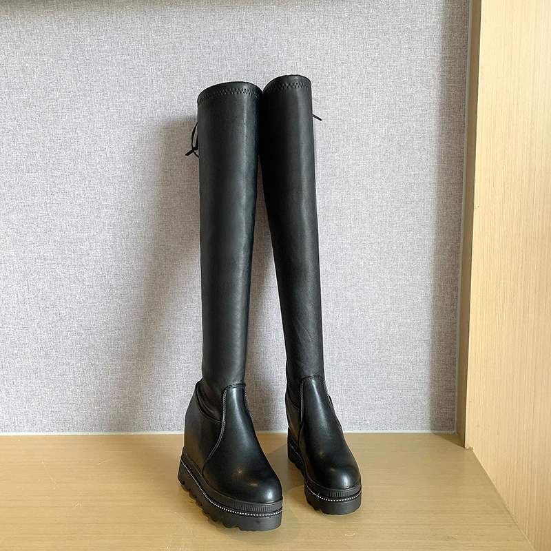 Women Increase High Wedge Over The Knee Boots Winter Women Platform Slim Thigh High Boots Non Slip Ladies Long Booties