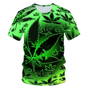 

Funny Natural Weeds Cool Fresh Green Weed Leaves Skull Full Print 3D T-shirt Cool Man's Top Tee Summer Outfit Dropship