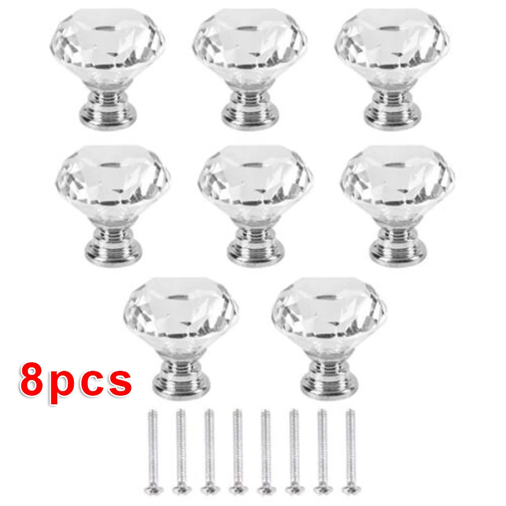 8pcs Aluminum Glass Cabinet Handle Diamond Display Single Hole