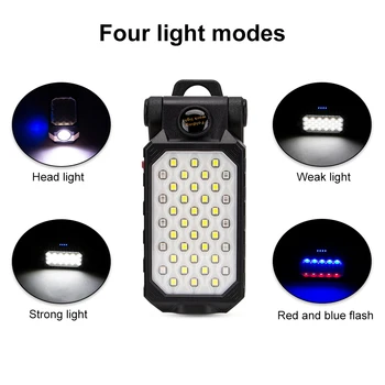 

4 Mode Working Light USB Recharge Camping Flashlight Waterproof Torch LED Lantern Emergency Lamp with Tripod Interface Flashlamp