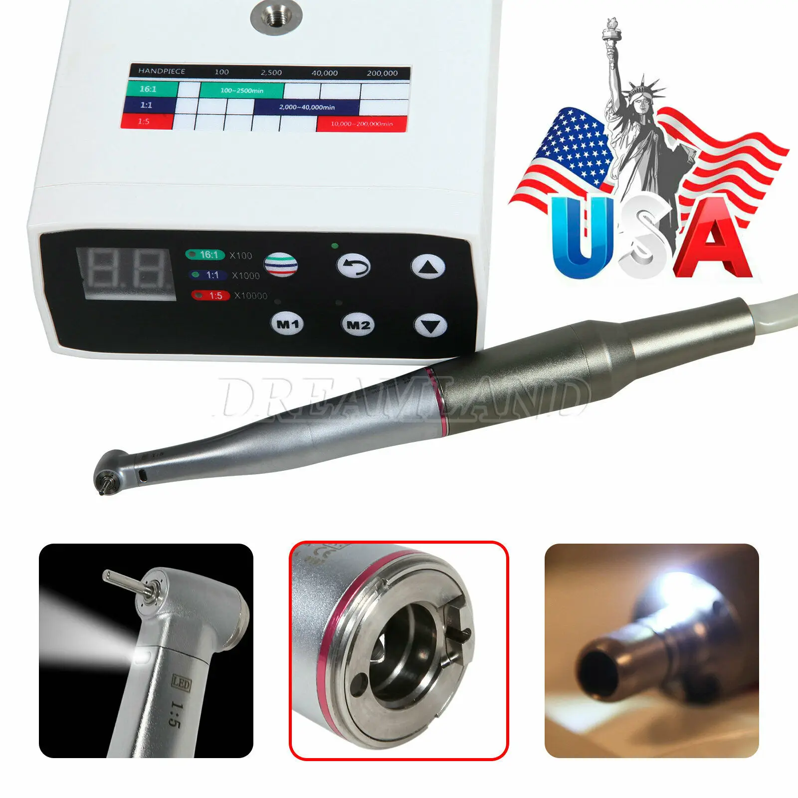  NSK Style Dental Brushless LED Electric Micro Motor 1:5 Increasing Handpiece - 4000051922166
