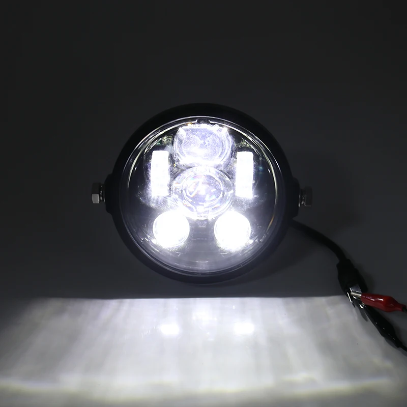 Universal 7'' Motorcycle LED Headlight High Low Beam Round Projector Head Lamp Motobike Head Light Cruiser Chopper Cafe Racer
