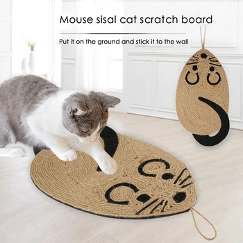 

Anti Scratch Training Sisal Pad Lounge Cat Scratching Mat Funny Mouse Shaped Interaction Toy Furniture Protection Wall Hanging