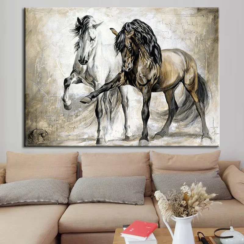 

Hot Selling Vintage Horse Animal Canvas Straight Spray-print Home Decoration wu kuang hua xin Oil Painting Hanging Painting