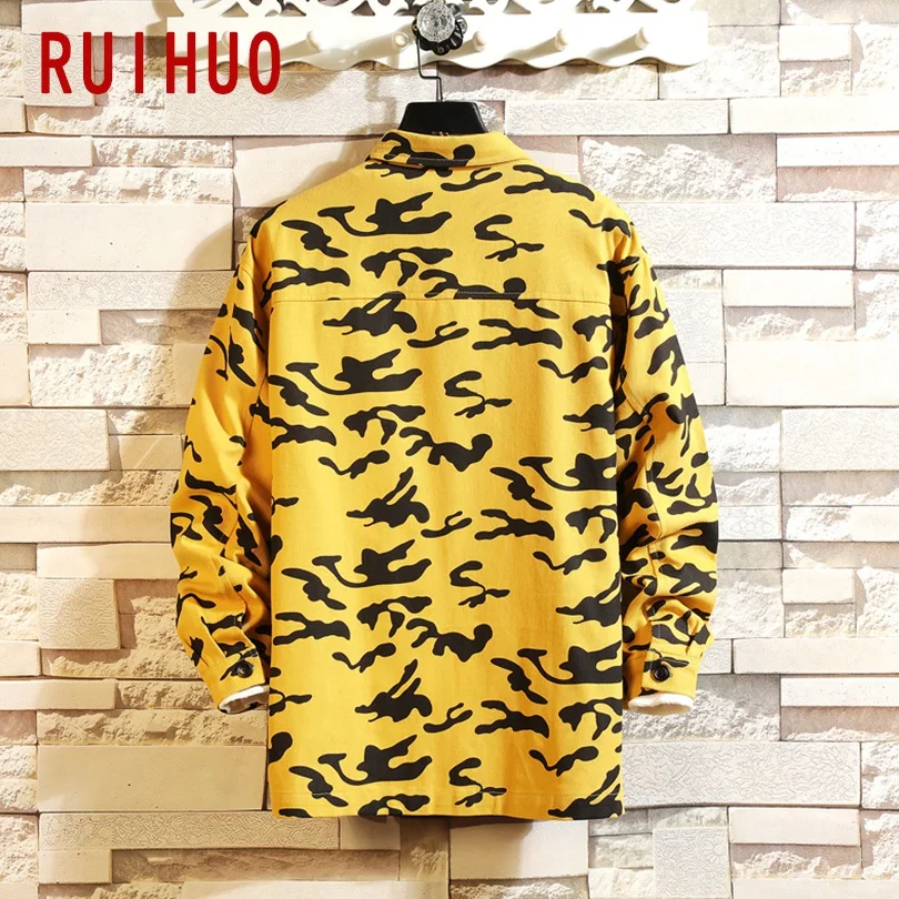 RUIHUO, желтая камуфляжная Мужская куртка, уличная куртка-бомбер, мужская куртка в стиле хип-хоп, ветровка, 5XL, Новинка осени