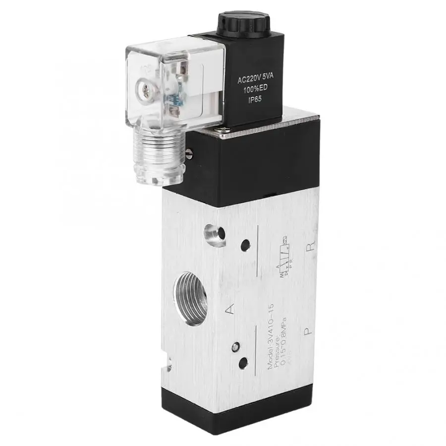 1 шт. электромагнитный клапан Алюминий сплав 2-х позиционный Выключатель 3-сторонний выход фитинги для воздуха G1/2in AC220V 3V410-15