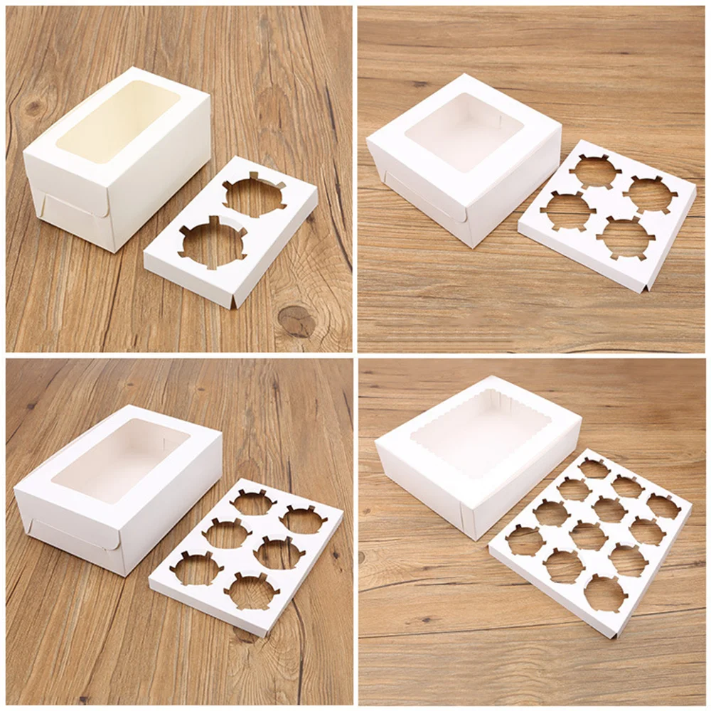 2/4/6/12 Hole White Windowed Cupcake Boxes with Secure Removable Tray, Convenient Cardb... - SKU WCB01608 - UGI Packaging