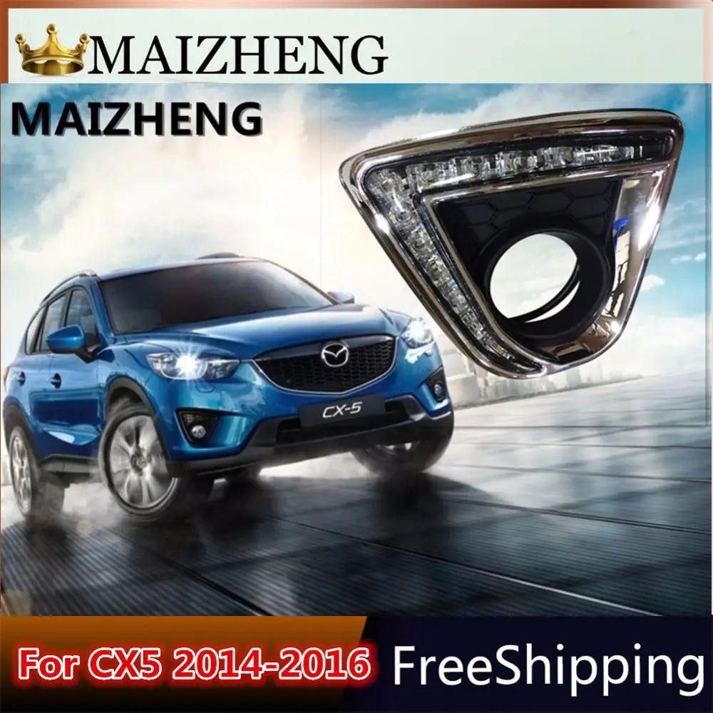 Для Mazda cx5 2012 2013 Автомобильные светодиодные дневные ходовые огни светильник сигнал поворота и диммер стиль 12В противотуманный фонарь