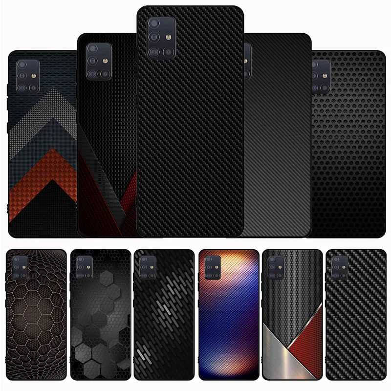 Carbon Fiber Soft phone Case For Samsung M21 M31 M41 M31S M10 M20 M30S A7 A8 A9 2018 A80 A81 A91 A10E cover | Мобильные телефоны и