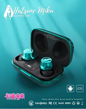 

New Vocaloid Hatsune Miku go for a trip True wireless Bluetooth Headset Two dimensions Japan Animation TWS HI-FI earphones