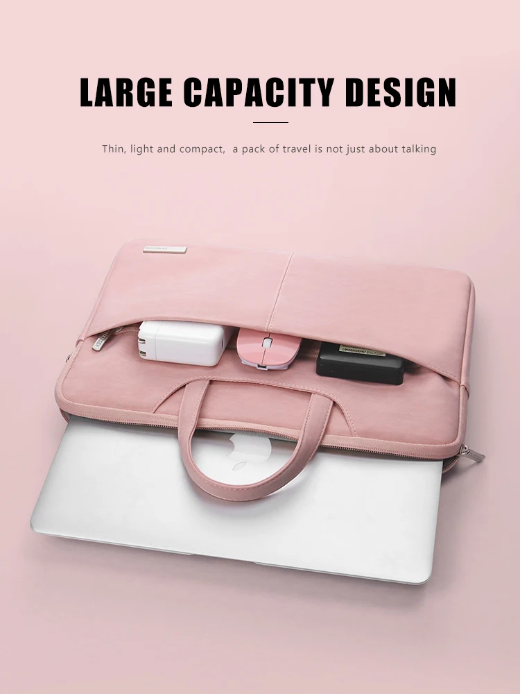 Bolsa para Laptop de Couro pu para Homens e Mulheres Estojo para Notebook Pasta para Macbook Air Manga de Ombro Bolsas para Homens 133 Pol 14 Pol 156 Pol - Imagem 2