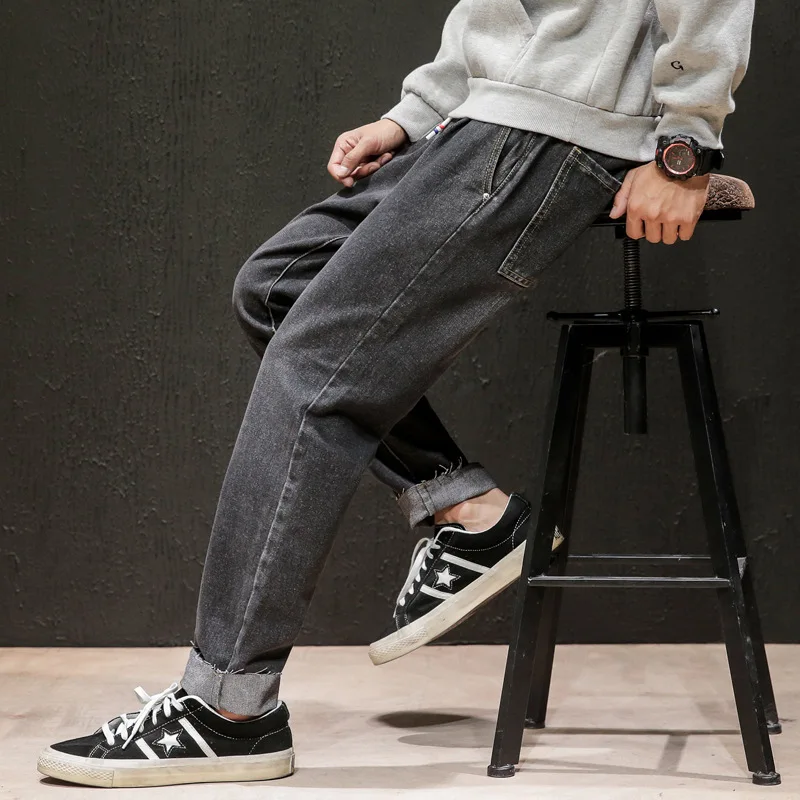 

Large Size 2019 Autumn New Department Macheda Large Size Origional Men's Fringed Straight-Leg Solid Color Jeans Trousers