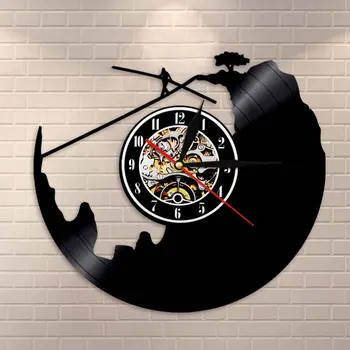 

Tightrope Walking Wall Clock Funambulism Vinyl Record Clock Extreme Sports Highwire Decorative Clock Wire Walking Explorer Gift