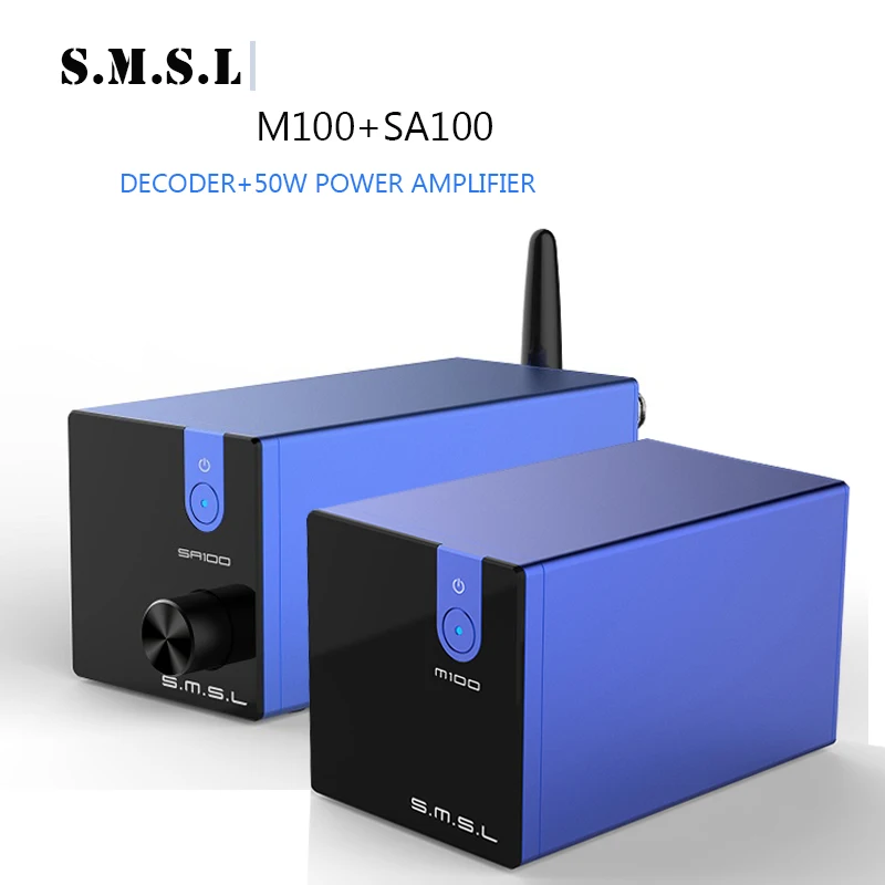 

SMSL SA100+M100 Hifi Professional Power TPA3116D2 Amplfier 50W Amplifier M100 USB DAC DSD512 XMOS bluetooth amp 2 (2.0)
