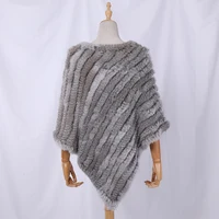 Genuine Rabbit Fur Knitted Natural Fur Poncho Fashion Wrap Coat Shawl Lady Scarf Natural Fur Wedding Party Wholesale Cape - Image 3
