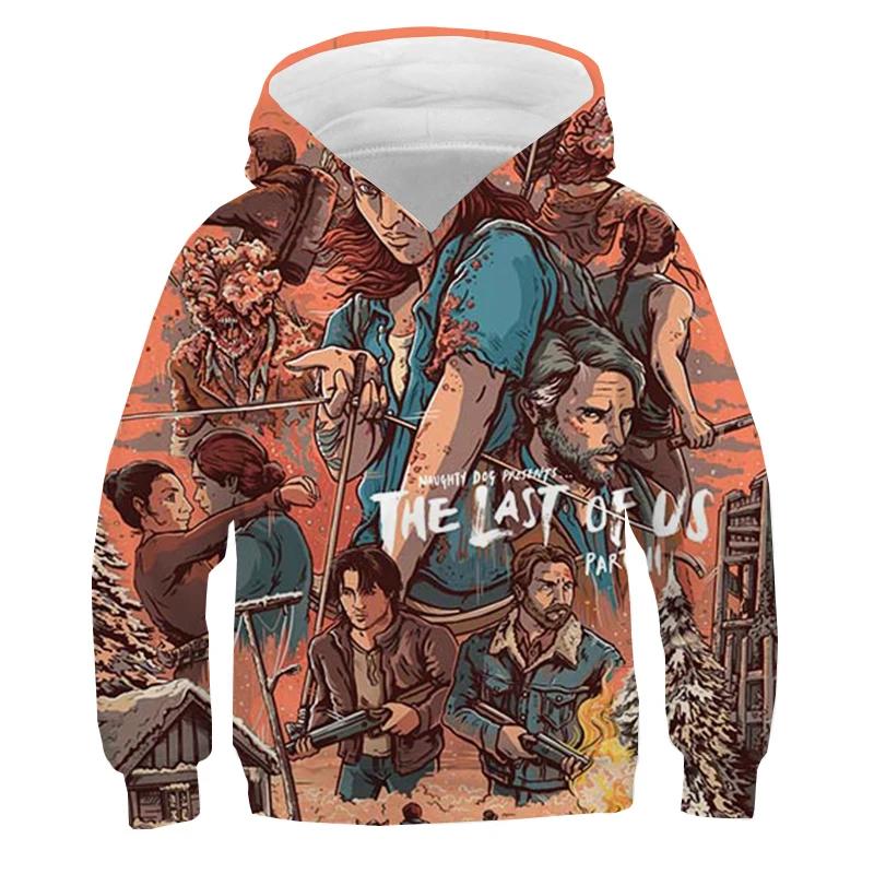 

3d Print Children Hoodies Game The Last of Us Kids Long Sleeve Hooded Pullover Clothes Sweatshirt Children Warm Pocket Hooded