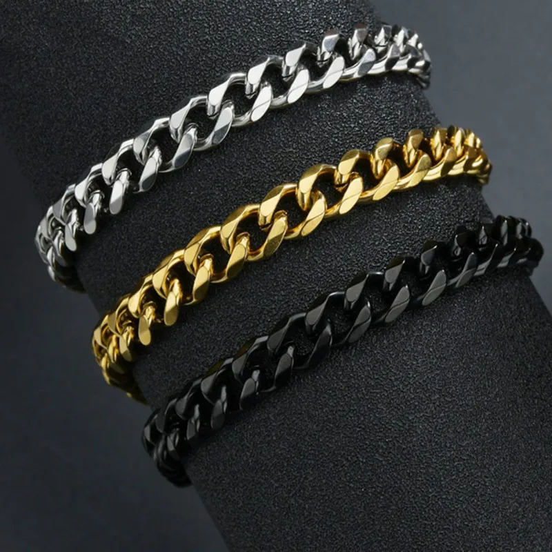 2020 Punk 7mm Cuban Chain Bracelet For Men Classic Hip Hop Stainless Steel Link Jewelry Gift | Украшения и аксессуары