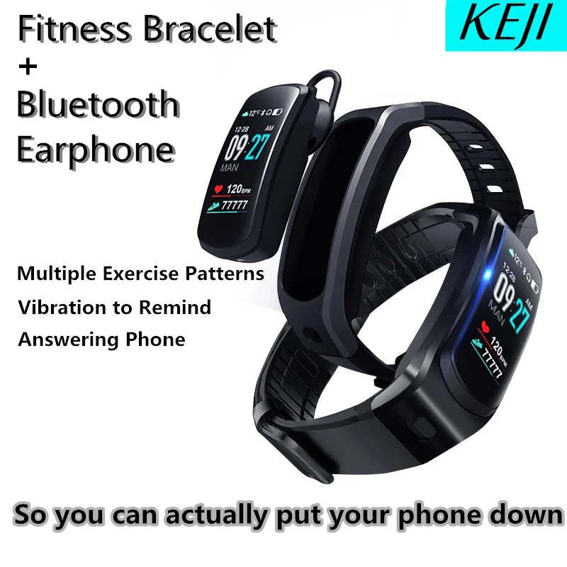 

Fitness Bracelet With Bluetooth Earphone Sport Track Smart Wristband Smart Voice Blood Pressure Heart Rate Monitor For Mi Band 4