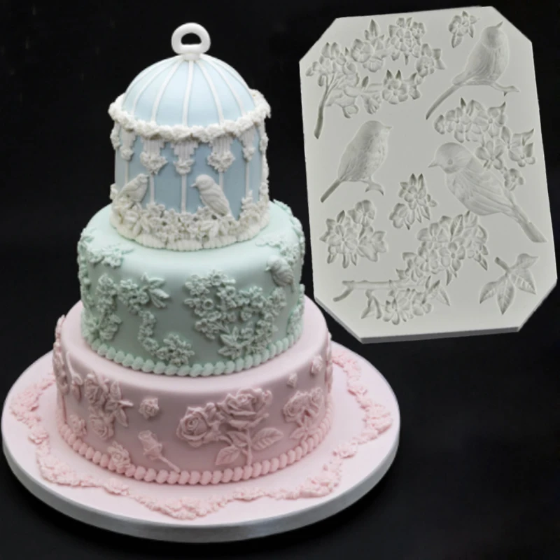 

Blossoms & Birds Molds Fondant Cake Decorating Tools Silicone Molds Sugarcrafts Chocolate Baking Tools for Cakes Gumpaste Fimo