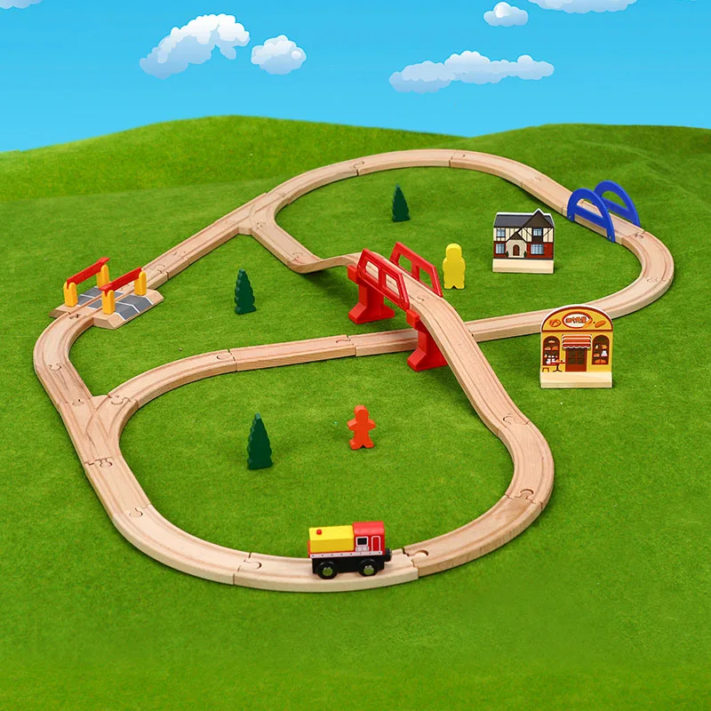 Деревянный трек поезд набор железная дорога Magic Brio Обучающие игрушки-пазлы для детей подарок на день рождения электрические игрушки поезда для детей - Цвет: 5