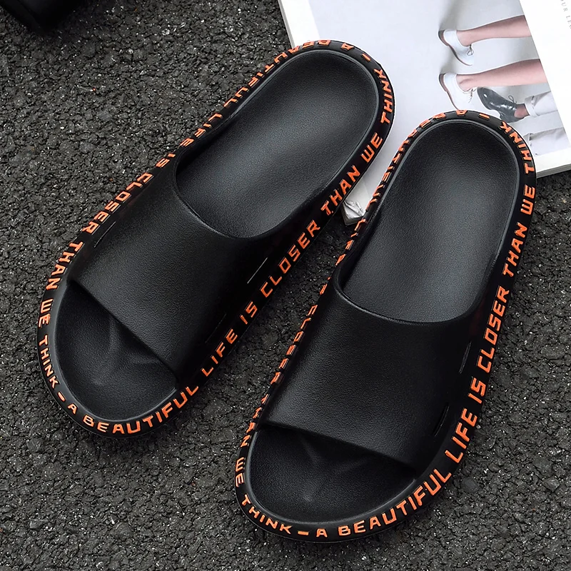 

Men Casual Slippers Summer Beach Flip Flops Men Slides Man Women Home Slippers Non-slip Soft Sole Outdoor Korea Letters Shoes