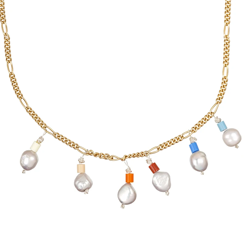 Большая пресноводная жемчужина ожерелье росариос Католикос Чокеры бусы ожерелье без ожерелья модные ожерелья для женщин - Окраска металла: necklace