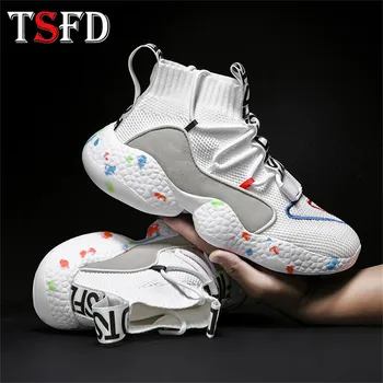 

Mesh Men Sneakers Slip-on Sport Shoes High To Mens Running Shoes Unisex White Sports Shoes Big Size Sock Shoe Chaussure Homme V6