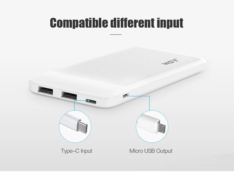 WST, 10000 мА/ч, портативное зарядное устройство, внешний аккумулятор с быстрой зарядкой типа C, зарядное устройство для Xiaomi Mi iPhone, внешний аккумулятор