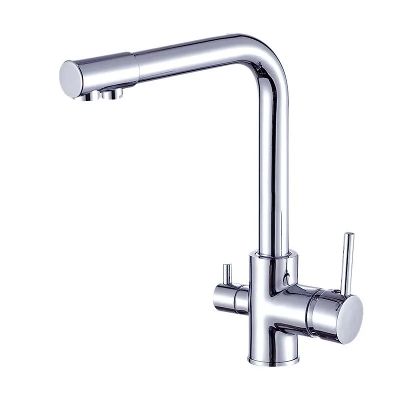  3 Way Kitchen Taps Drinking Water Hot and Cold Water 2 Handle Swivel Spout Water Filter Kitchen Sin - 4000347010026