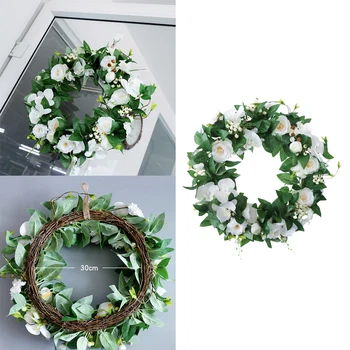 

Artificial Wreath Fake Floral Rattan Garland Decorative Wall ing Ornament