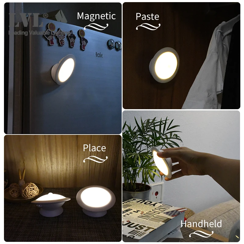  UFO Motion Sensor LED Night Light Rechargeable 360 Degree Rotating Security Wall lamp for Bedroom S - 4000124463589