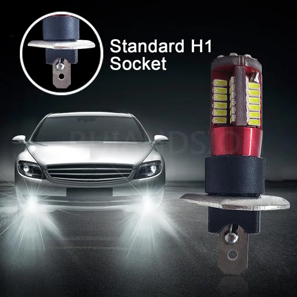 2 шт. Сверхмощные белые сменные светодиодные лампы 57SMD 4014 H1 для противотуманных